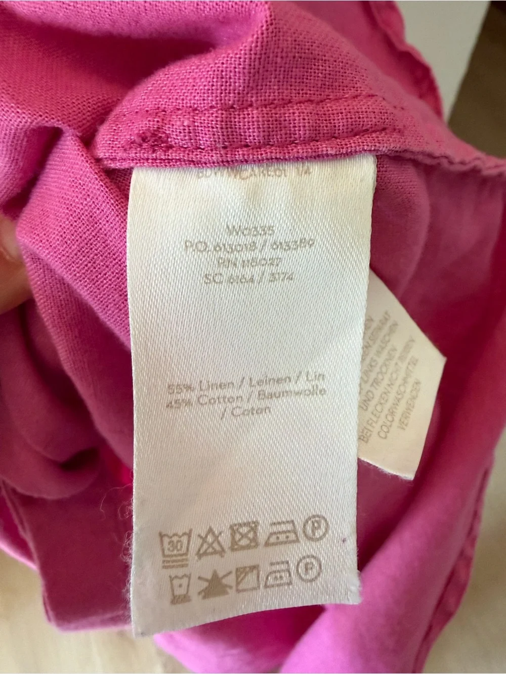 Boden Linen Cotton Midi Shirt Dress 3/4 Sleeve Button Front Pink Size 8R